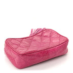 Lizard Quilted Tassel Clutch Pink