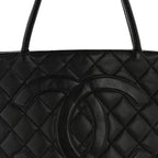 Caviar Quilted Medallion Tote Black