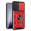 Kickstand Ring Holder With Slide Camera Cover Tpu Magnetic Car Mount For Galaxy S23  In Red