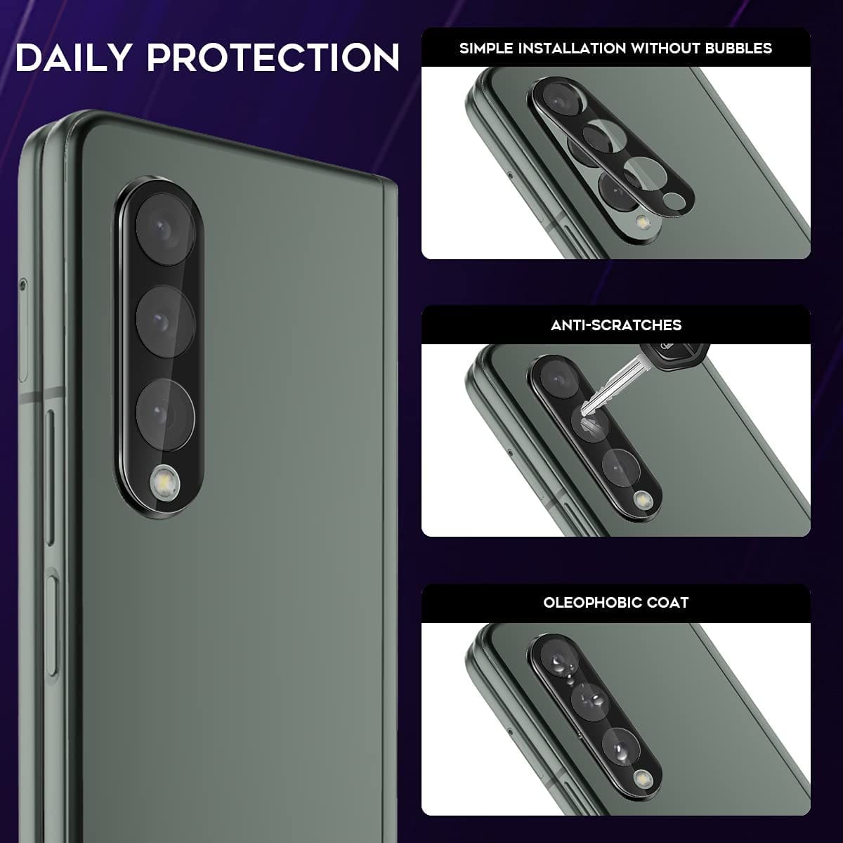 SAHARA - ZeroDamage Camera Lens Protector (2-Pack) - Samsung Galaxy Z Fold3 and Z Fold3 5G