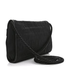 Fabric Quilted Crystal Envelope Small Flap Black