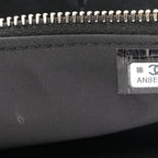 Velvet Effect Nylon Shiny Crumpled Calfskin Coco Neige Quilted Clutch With Chain Black