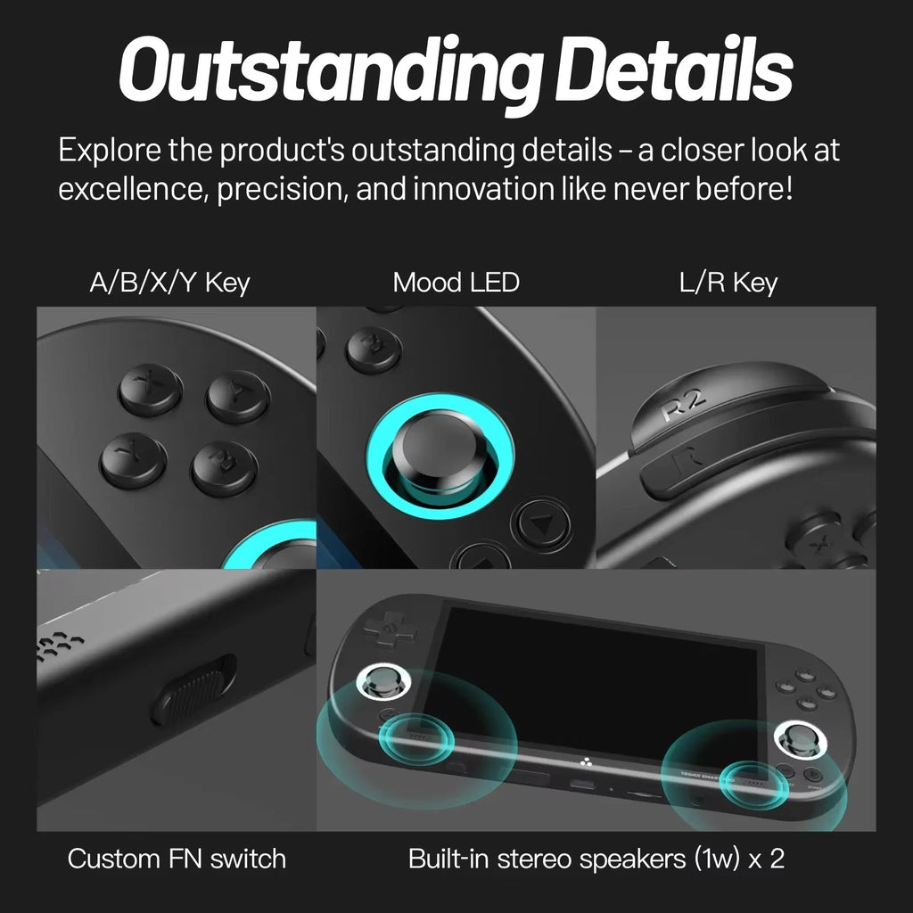 Smart Pro Handheld Game Console with 4.96'' IPS Screen, Linux System, Joystick, RGB Lighting - Retro Video Game Console Gift
