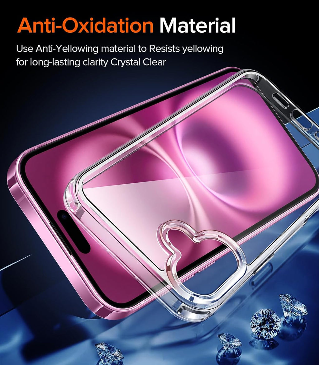 Entronix Bundle Compatible with iPhone 16 - [Hard] Clear Case & 2 Clear Clear Screen Protectors