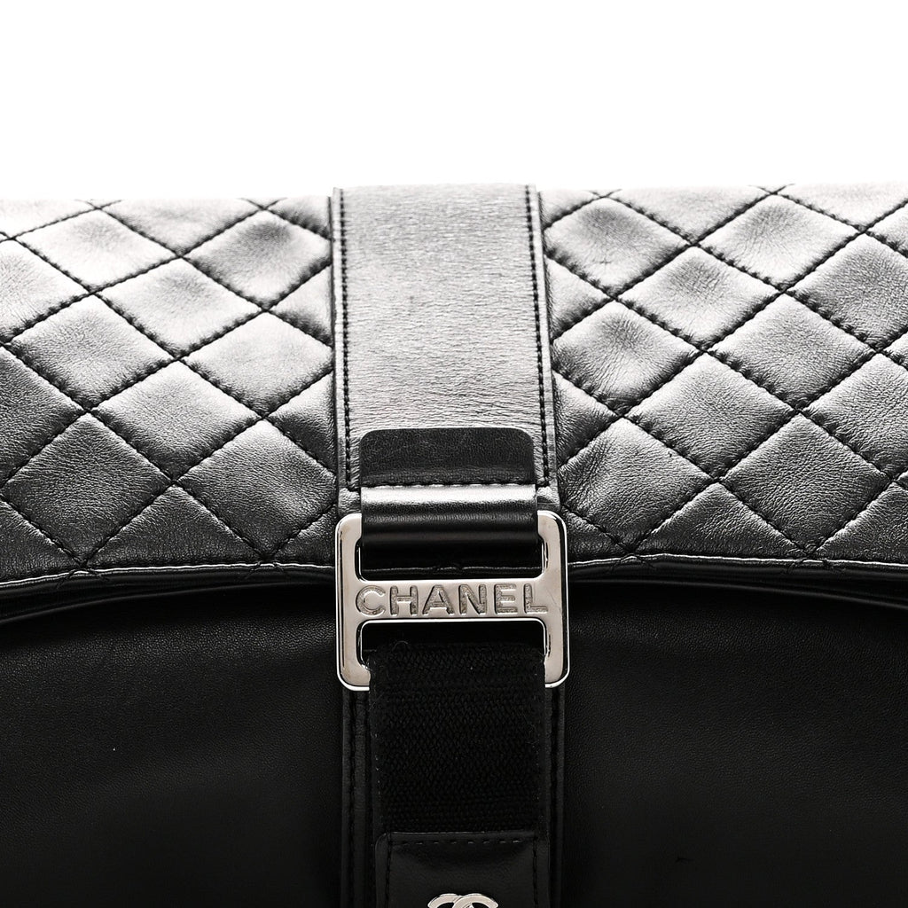 Lambskin Quilted Grip Clutch Black