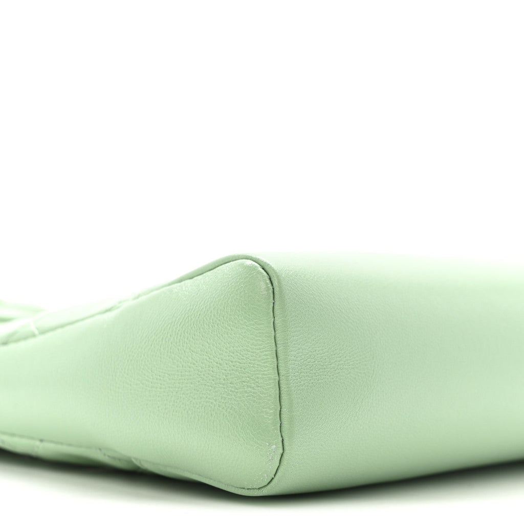 Shiny Lambskin Quilted Mini 31 Shopping Bag Light Green
