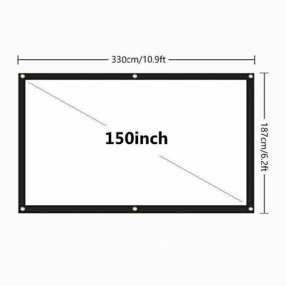 Portable Foldable Projector Screen 16:9 HD Outdoor Home Cinema Theater 3D Movie - 150 in