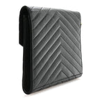 Grain De Poudre Matelasse Chevron Monogram Envelope Clutch Black