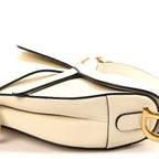 Grained Calfskin Saddle Bag White