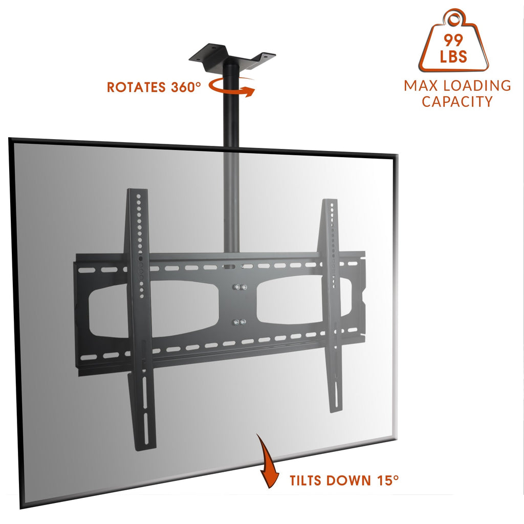 37-70 Inch Tilting And Rotating Adjustable Height Ceiling Television Mount for LED, LCD, and Plasma Screens