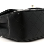 Lambskin Quilted Mini Square Flap Black