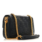 Nappa Small FF Embossed Midi Chain Baguette Black
