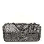 Sequin East West Flap Dark Silver