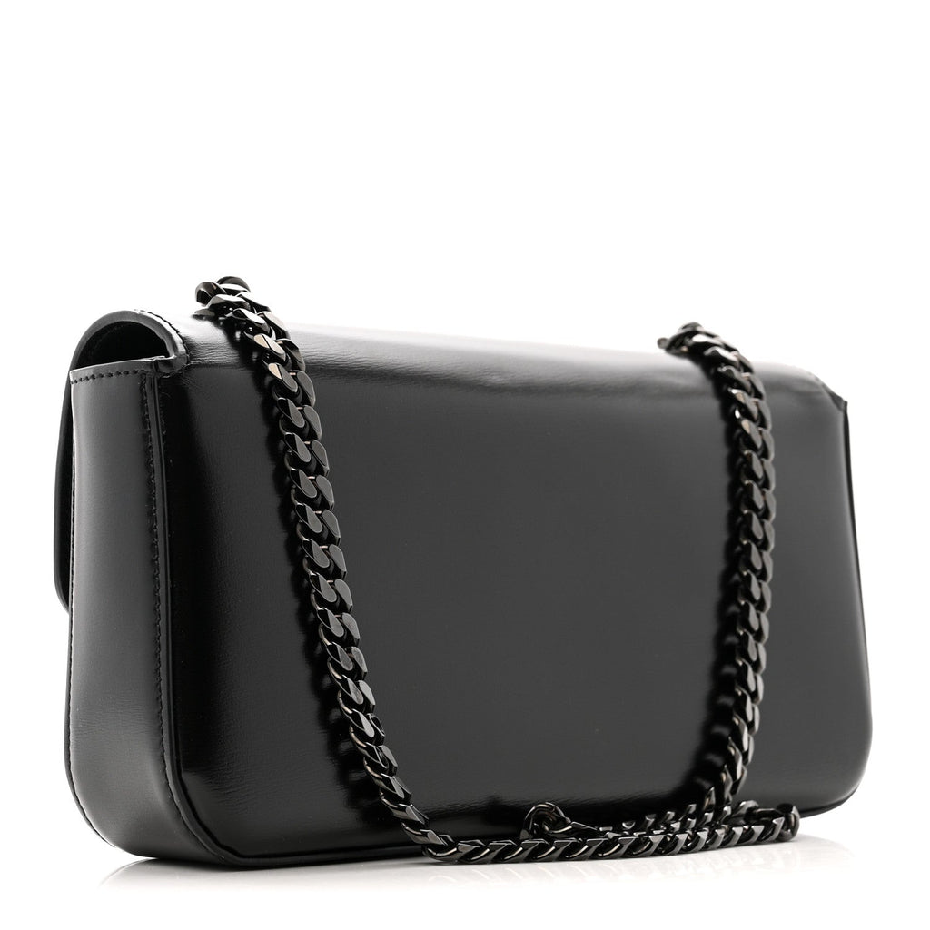 Shiny Calfskin Triomphe Chain Bag Black