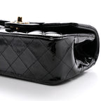 Patent Quilted Mini Top Handle Rectangular Flap Black