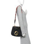 Roxy Calfskin Web Medium Studded Blondie Shoulder Flap Bag Black