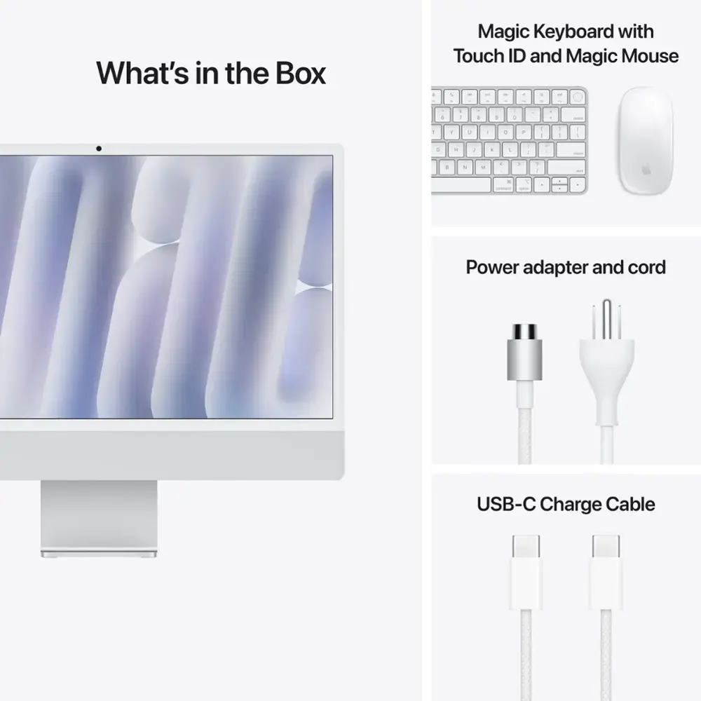 Apple iMac 24" All-in-One M4 Chip 10 Core 16 GB RAM 256 GB SSD Silber MWUU3LL/A