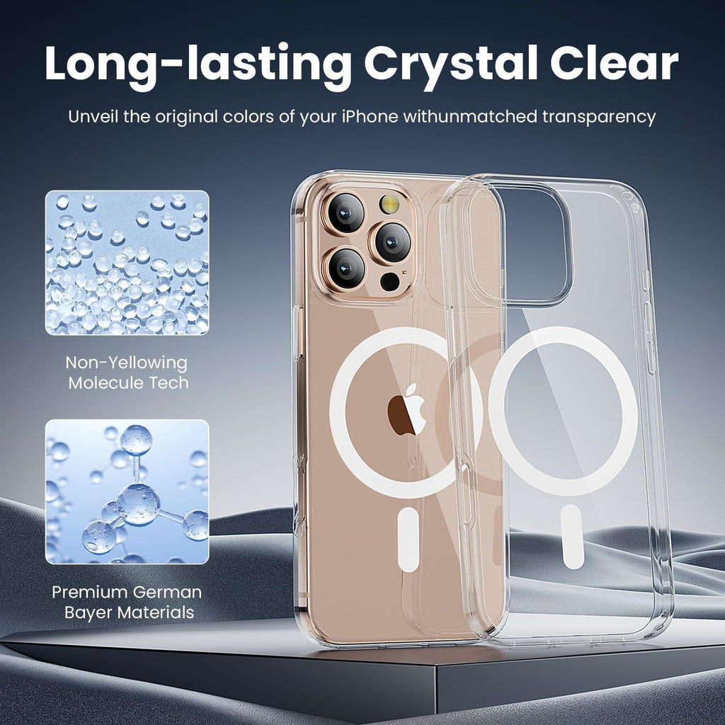 Entronix Bundle Compatible with iPhone 16 Pro - [Magnetic] Clear Case, 1 Clear Screen Protector & 1 Camera Lens Protectors
