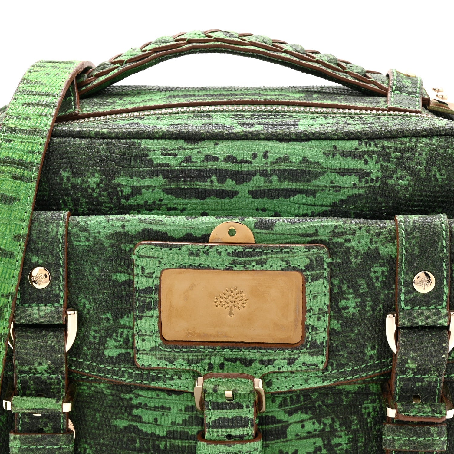 Lizard Print Camera Bag Grass Green