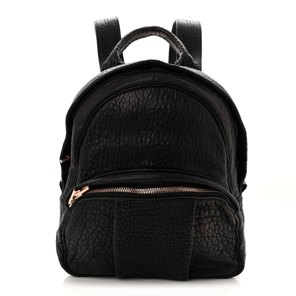 Pebbled Lambskin Dumbo Backpack Black Rose Gold Hardware
