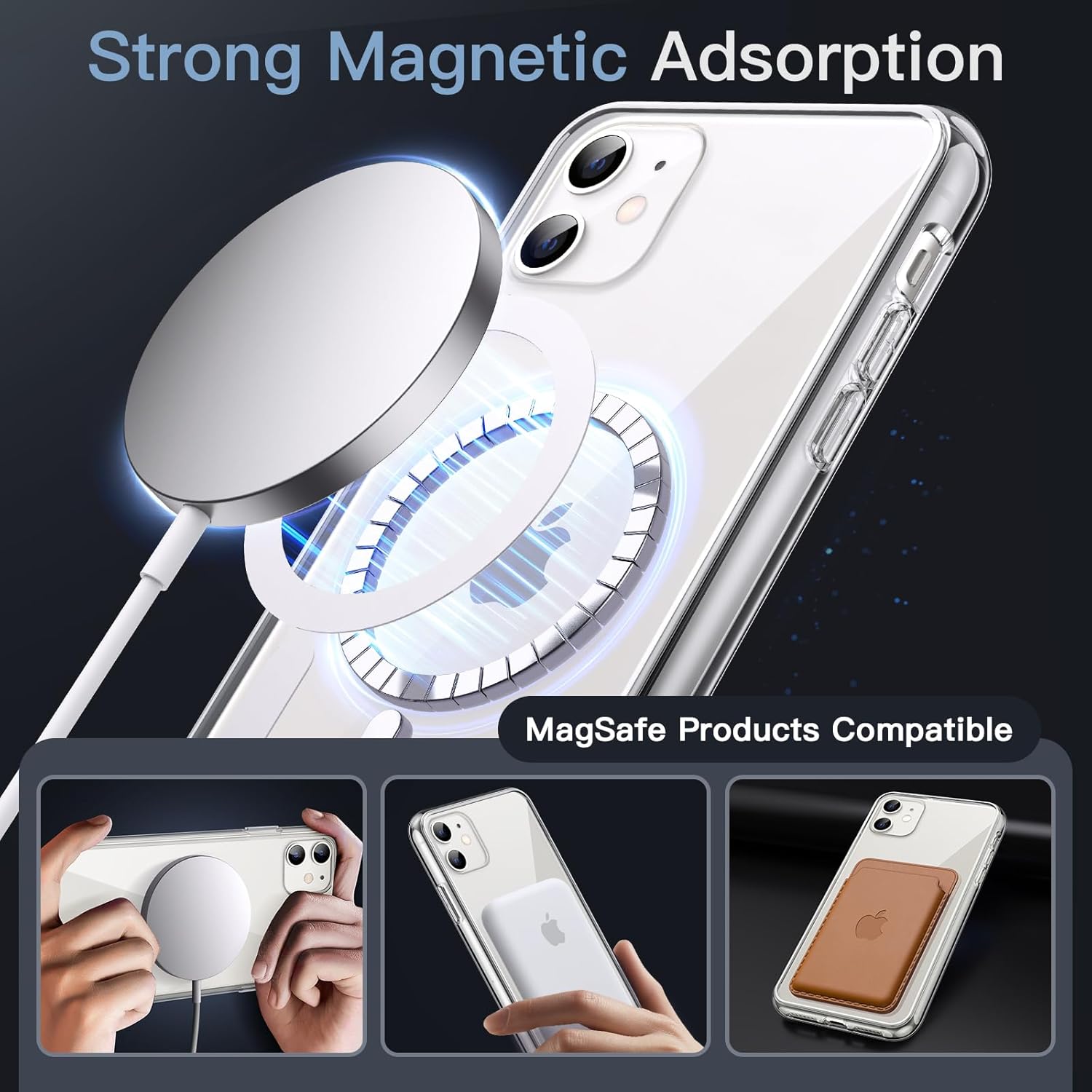 Entronix [Magnetic] Case Compatible with iPhone 11 - [Hard Back] Thick Clear