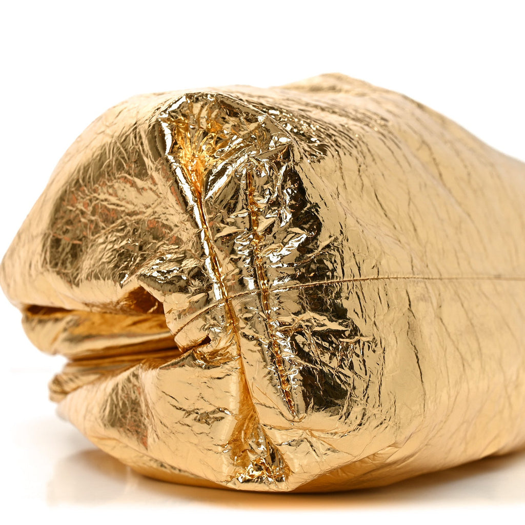 Metallic Crinkled Lambskin The Pouch Oversized Clutch Oro