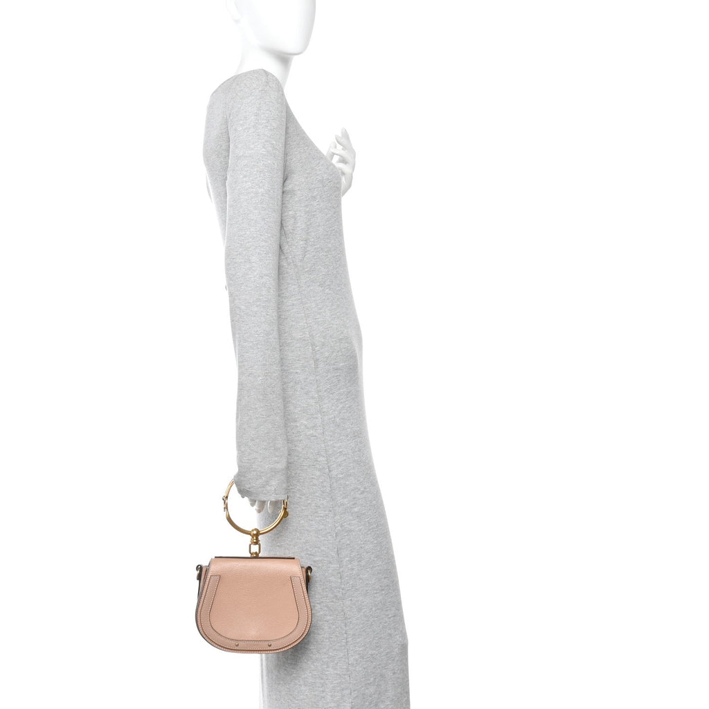 Calfskin Suede Small Nile Bracelet Bag Biscotti Beige
