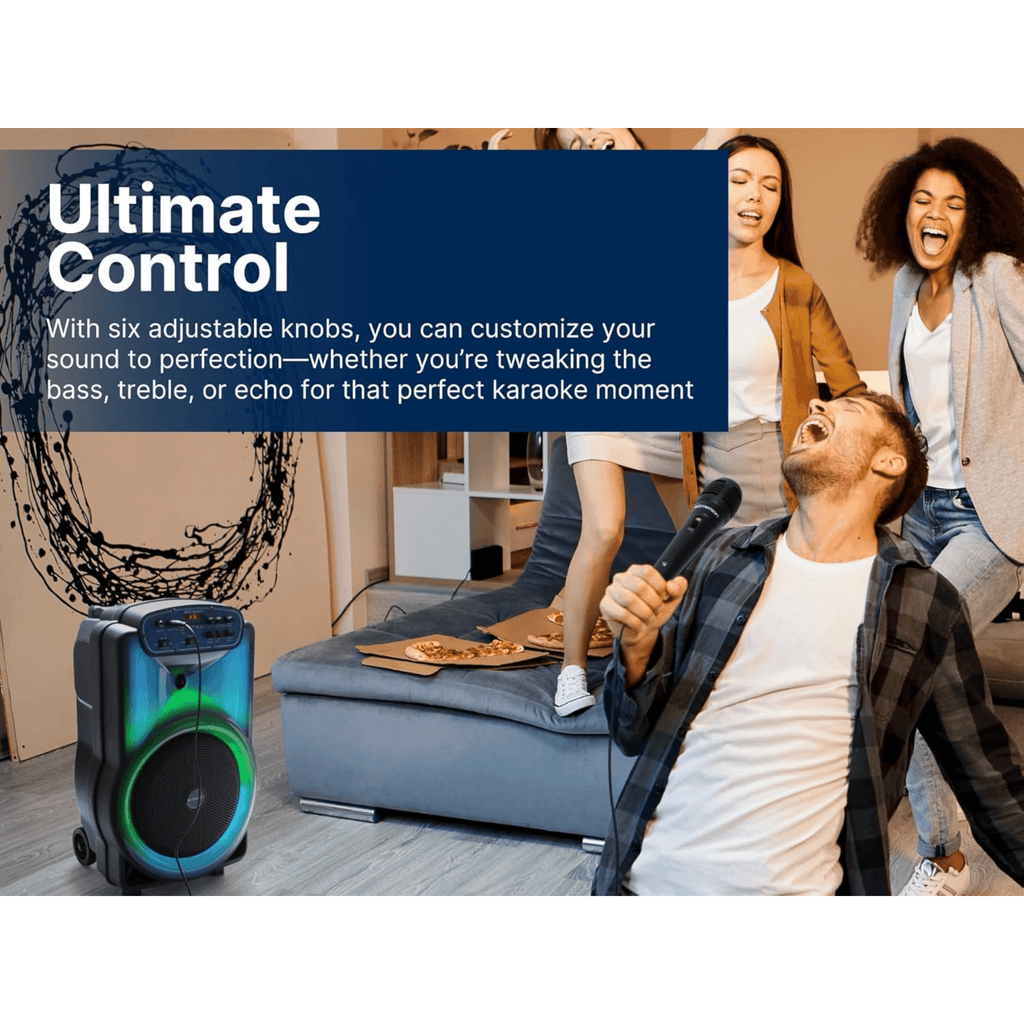 Portable Bluetooth 12" Party Speaker with Flame Lighting