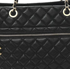 Lambskin Quilted Large Tote Black