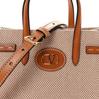 Jacquard Canvas Small Vlogo Antibes Shopping Bag Camel Natural