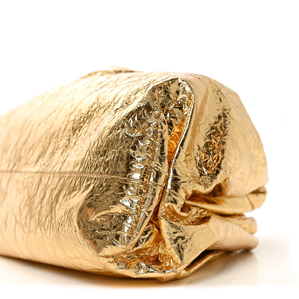 Metallic Crinkled Lambskin The Pouch Oversized Clutch Oro