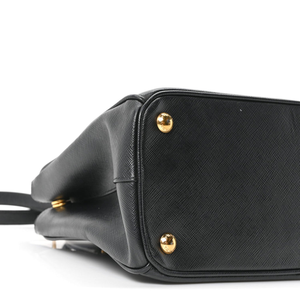 Saffiano Small Galleria Double Zip Tote Black