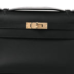 Swift Horseshoe Kelly Pochette Clutch Black Lime