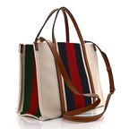 Canvas Calfskin Web Small Interlocking G Tote Bag Red Blue