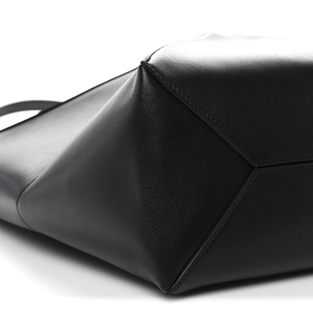 Shiny Calfskin Medium Puzzle Fold Tote Black