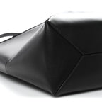 Shiny Calfskin Medium Puzzle Fold Tote Black