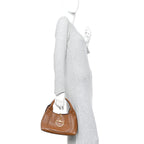 Grained Calfskin Softbit Medium Shoulder Bag Brown