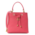 Caviar Quilted Fashion Therapy Bucket Drawstring Bag Dark Pink