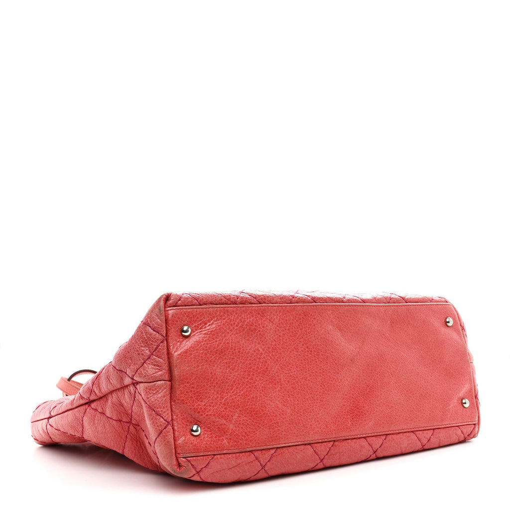 Glazed Calfskin Large On The Road Tote Pink