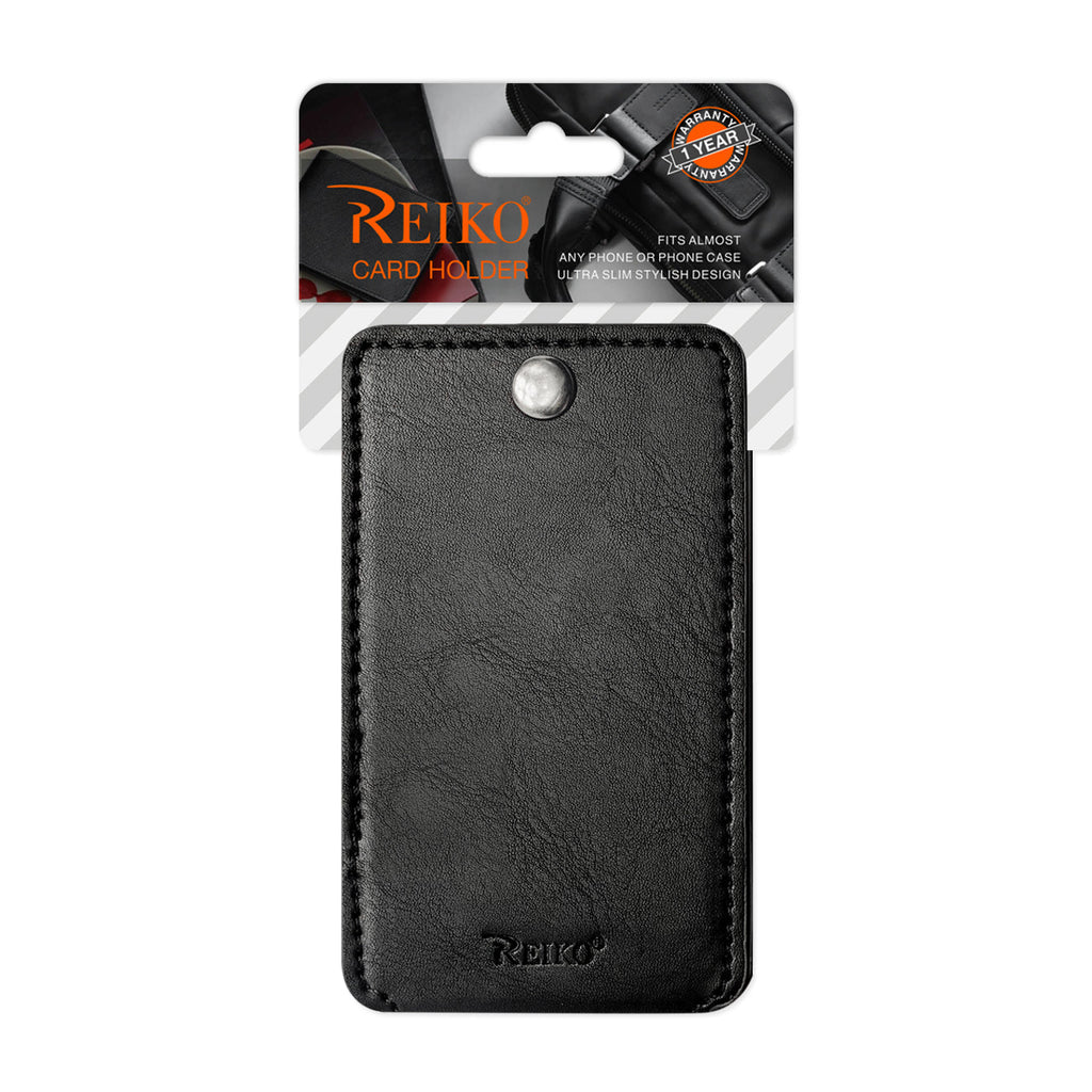 Leather Adhesive Foldable Pocket Card Holder With Two Slots  In Black