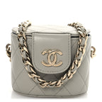 Lambskin Quilted Mini Vanity Case With Chain Grey