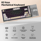 YZ75 75% Hot Swappable Wireless Gaming Mechanical Keyboard, RGB Backlights, BT5.0/2.4G/USB-C, Dye Sub PBT Keycaps for Linux/Win/Mac white-Gateron Black Switch