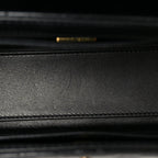 Shiny Aged Calfskin Quilted Nano Kelly Shopper Black