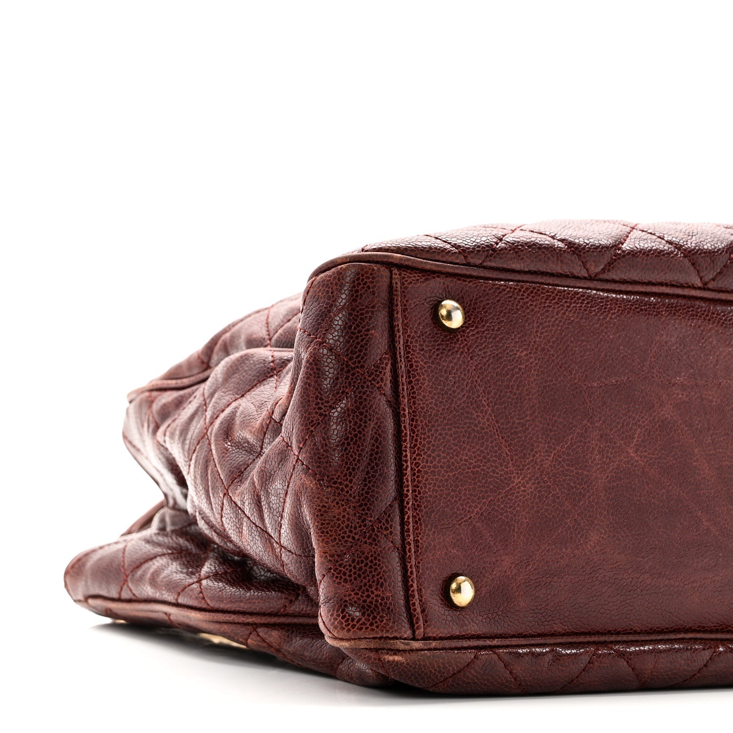 Glazed Caviar Quilted Small Shiva Tote Burgundy