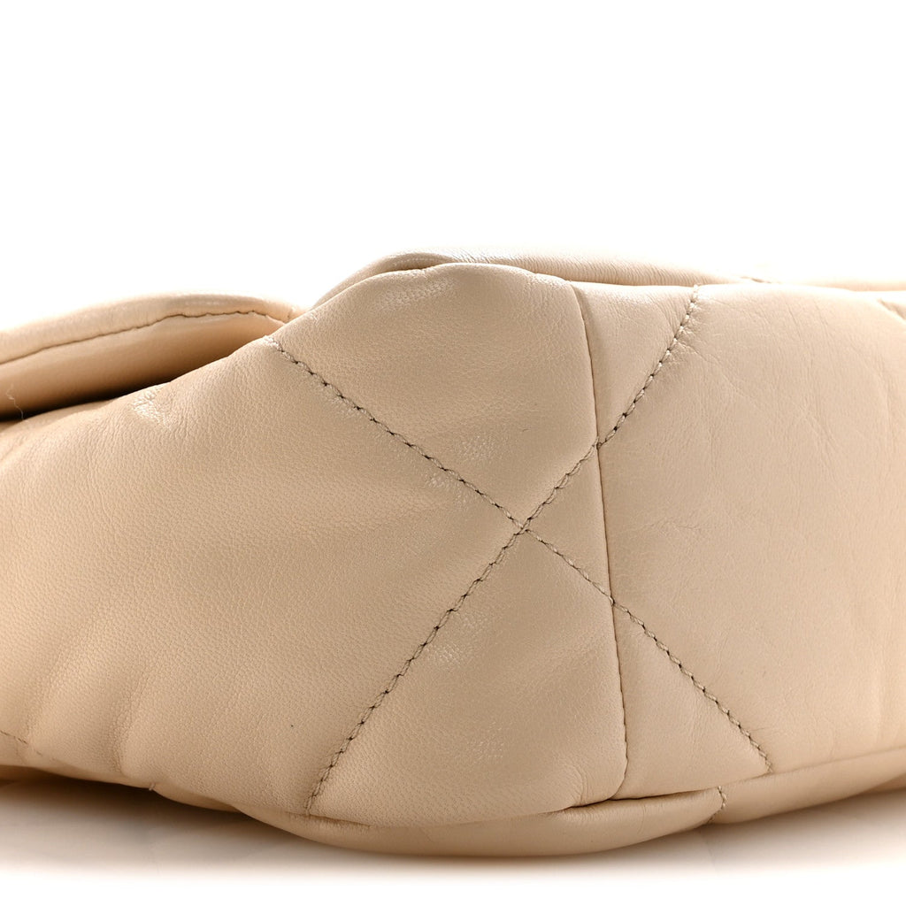 Goatskin Quilted Medium Chanel 19 Flap Beige