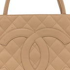 Caviar Quilted Medallion Tote Beige