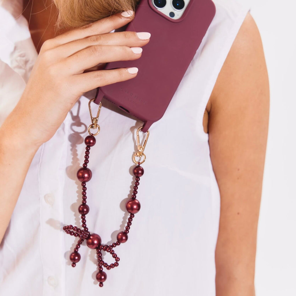 Cordée Cases Burgundy Bow Phone Wristlet Set