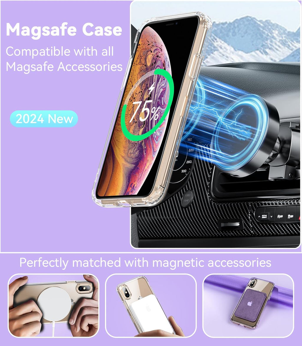 Entronix Bundle Compatible with iPhone XS Max - [Magnetic] Clear Case & 2 Clear Screen Protectors