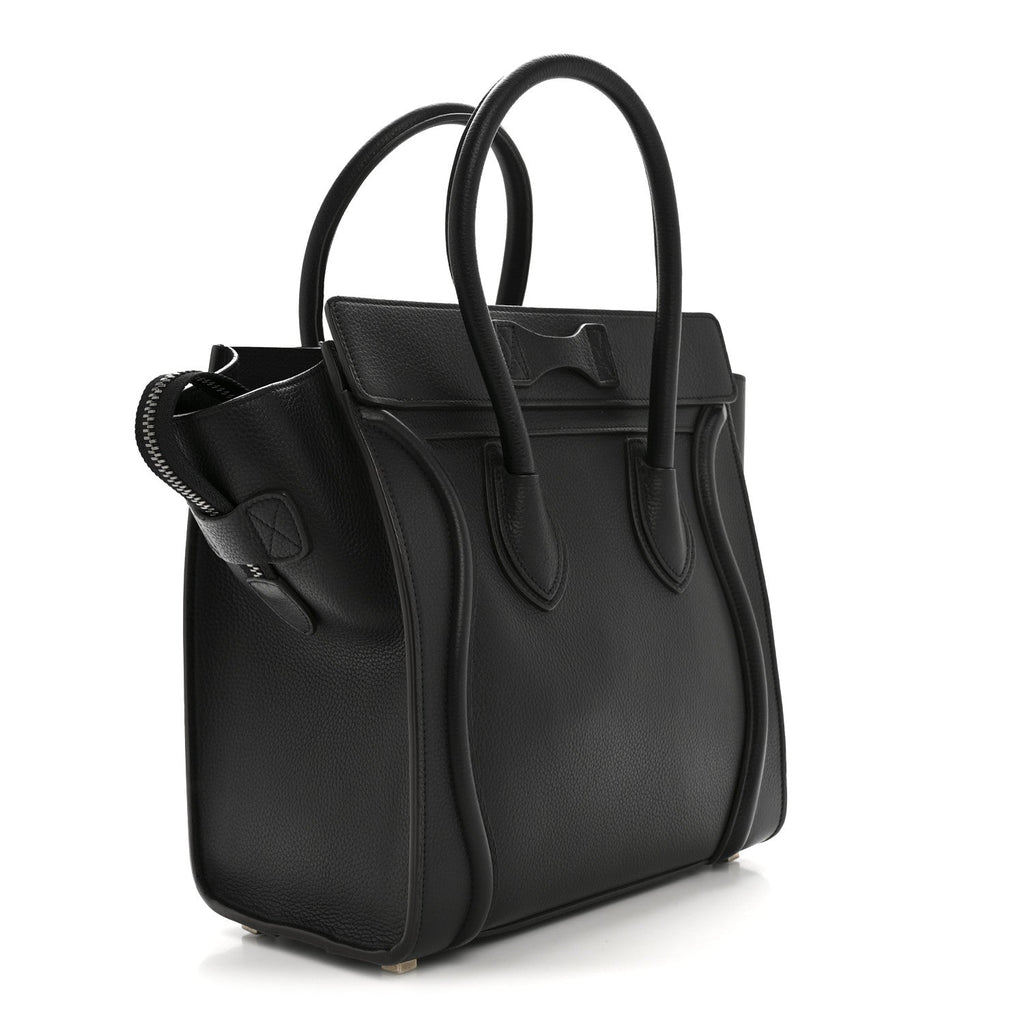 Drummed Calfskin Micro Luggage Black