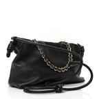 Mellow Nappa Medium Donut Chain Flamenco Knot Clutch Black